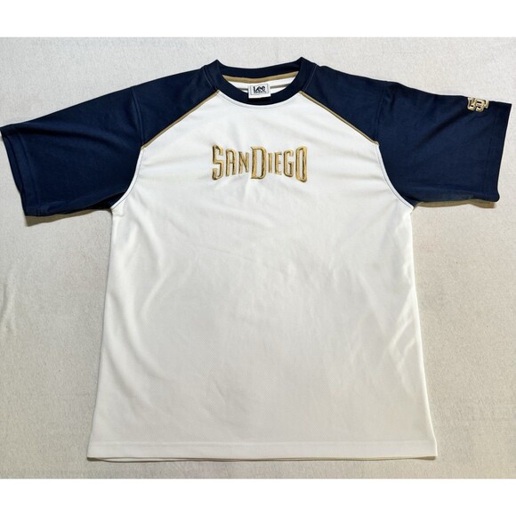 Y2K San Diego Padres Lee Sport Stitched Logo Jersey Shirt Size Large 2005 White - Picture 1 of 9